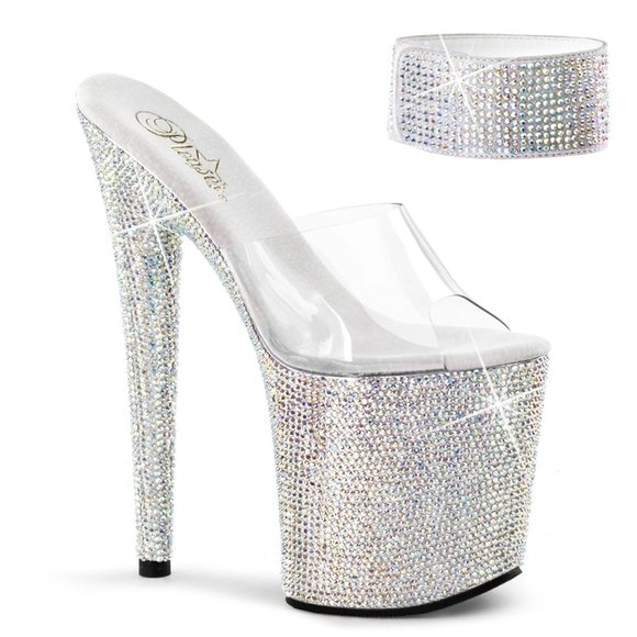 Pleaser Bejeweled 812RS Rhinestone Platform Heels with Ankle Cuffs